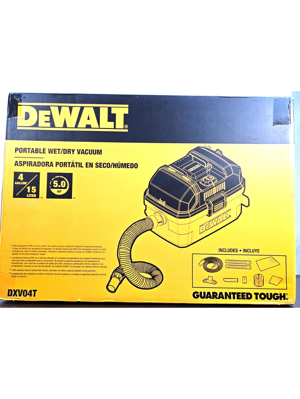 DEWALT DXV04T Portable 4 Gal Wet/Dry Vaccum + Corded 5 Peak HP